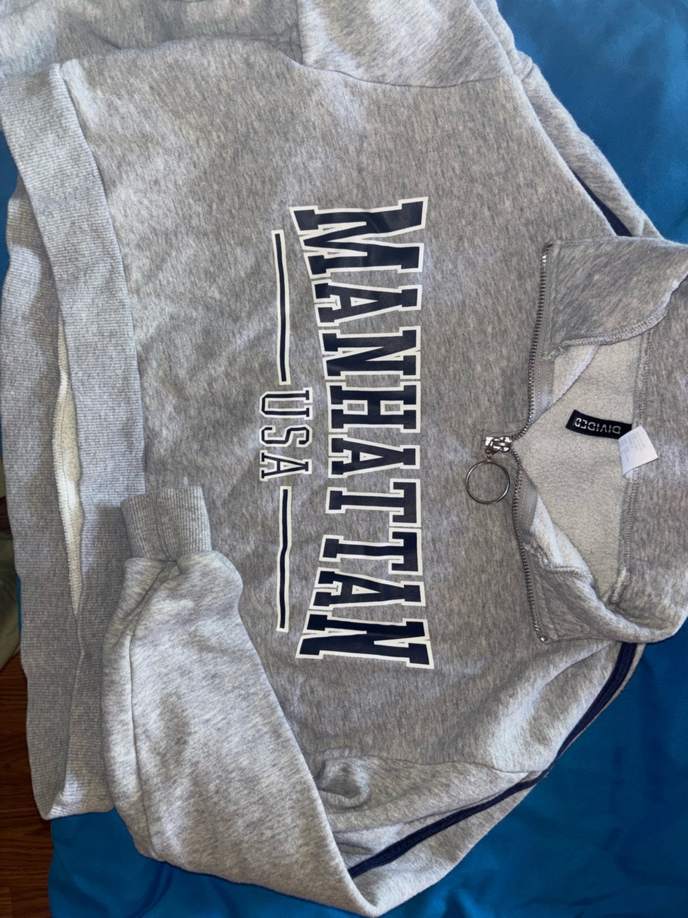 Divided Light Gray Heather Sweatshirt with Black Brand Tag